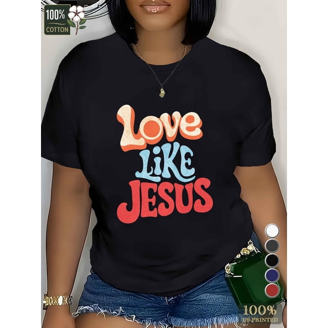 LOVE LIKE JESUS Retro Vibe Pure Women'S T-Shirt Comfort Fit Tee For Adult, Men, Women, Teen, Teenager, Adolescent, Youth