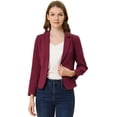 thumbnail image 1 of INSPIRE CHIC Chaqueta abierta de la chaqueta del traje de la cosecha del trabajo de la oficina del frente de las mujeres Borgo?a-Sólido L, 1 of 6