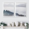 thumbnail image 2 of PixonSign Framed Wall Art Pine Tree Forest Posters, Set of 2 Nature Duotone Teal White Mountain Landscape Illustrations Wall Decor, Adhesive Canvas Prints for Home Decor - 11"x14" White, 2 of 5