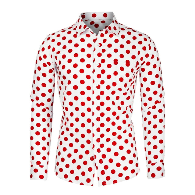 INSPIRE CHIC Chemise Habillée Ajustée pour Homme à Pois Imprimés à Manches Longues Boutonnée