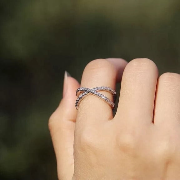 Criss Cross Ring Valentine 1.50Ct Round Cut Diamond Band 14k White Gold Plated