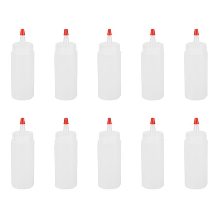 

NUOLUX 10pcs 120ml Plastic Squeeze Squirt Condiment Bottles with On Lids Dispensers for Ketchup Mustard Hot Sauces Olive Oil BBQ Set