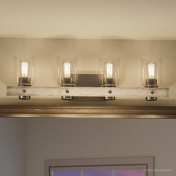 Urban Ambiance Luxury Farmhouse Bath Fixture, Size: 8-1/2"H x 32-7/8"W, with Urban Industrial Style Elements, Galvanized Steel Finish, UHP2487