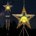 thumbnail image 2 of QiShi Star Wind Chimes for Outside Hanging Outdoor Decor Star Wind Chime Crackle Glass Ball Warm Light Unique Memorial Gift with Metal Tubes for Outdoor Garden, Patio, Yard, Home Decor, 2 of 8