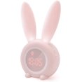 thumbnail image 1 of BR Reloj despertador inductivo rosa con forma de conejo, ajuste de luz inteligente, visualización de hora/fecha/temperatura, Control por voz, 1 ud., 1 of 5
