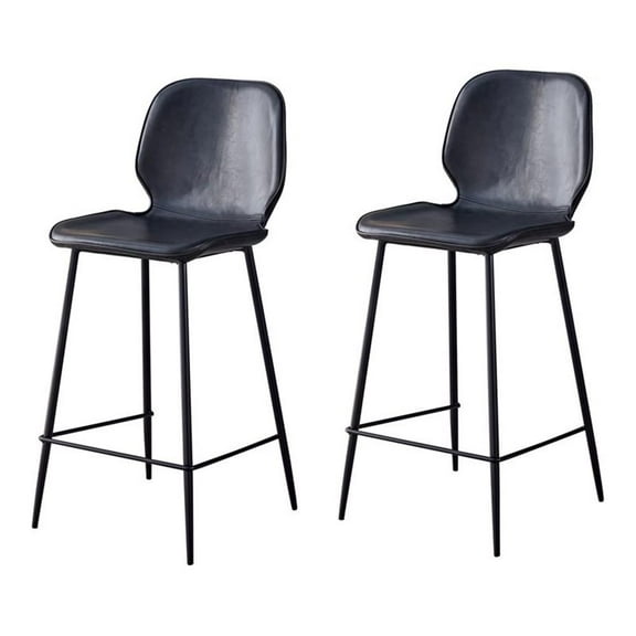 Plata Import Effie Ariella 26" Faux Leather Counter Stools in Black (Set of 2)