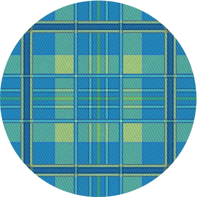 Ahgly Tapis Rond Lavable en Machine Intérieur Transitionnel Turquoise Vert, 4 Pieds Rond