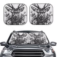 thumbnail image 2 of Wukai Monochrome Deer Floral Print Windshield Sun Shade, Car Front Window Shades Sunshade Cover Sun Visor Shield Block Automotive Interior Protector Blocks UV Rays-Medium, 2 of 6