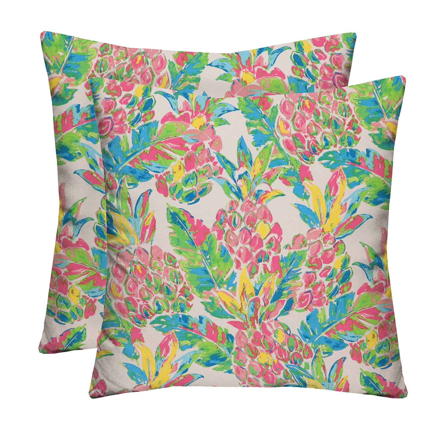 wallpapers Pink And Yellow Pillows rsh decor indoor outdoor multi color prints set of 2 square pillows weather resistant 17 x 17 vida garden pink yellow green lilly pineapple