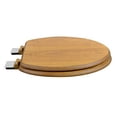 thumbnail image 3 of Plumbing Technologies 5F1E1-17CH Decorative Wood Elongated Toilet Seat with Chrome Hinges- Light Oak, 3 of 3