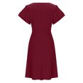 thumbnail image 5 of Drses Women's Sexy V Neck Ruffle Sleeve Faux Wrap Ruched Bodycon Sheath Cocktail Party Work Dress, 5 of 9