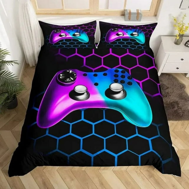 Geometric Duvet Cover Multicolor Honeycomb Hexagon Bedding Set Geometric Theme Metal Texture Streamline Polyester Qulit Cover