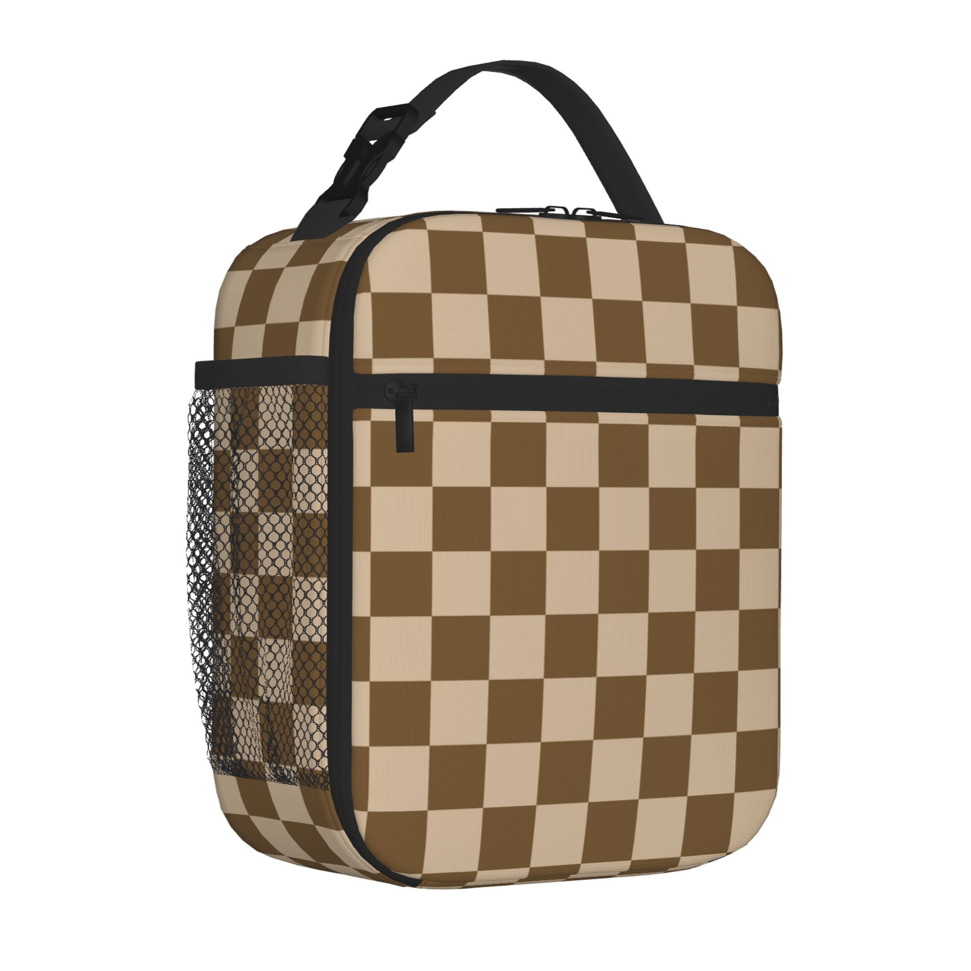 Checkerboard Pattern Lunch Bag - Black - Brown - Stylish Way to Carry Your  Meals. from Apollo Box