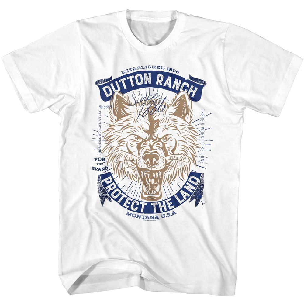Yellowstone Protect The Land Wolf White Adult T-Shirt