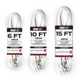thumbnail image 1 of Iron Forge Cable Rallonge Blanche avec 3 Prises, Lot de 3 de 6 Pi, 10 Pi et 15 Pi - 16/2 SJTW Rallonge Intérieure à 2 Broches avec Multiples Prises, 1 of 4