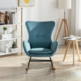 thumbnail image 2 of Rocking Chair, 33.1" Modern Velvet Fabric Padded Seat Rocking Chair with High Backrest and Armrests Nursery Glider Armchair with Solid Wood Base Accent Wingback Chair for Elderly Adults, Light Blue, 2 of 7