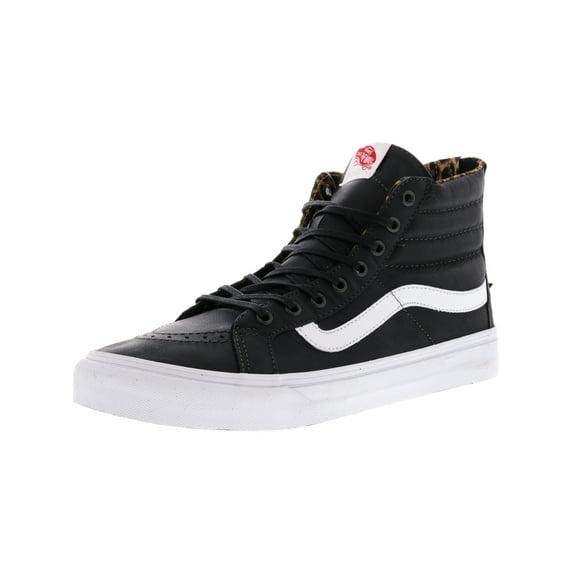 Vans Sk8-Hi Slim Zip Leather Black / Leopard High-Top Skateboarding Shoe - 10.5M 9M