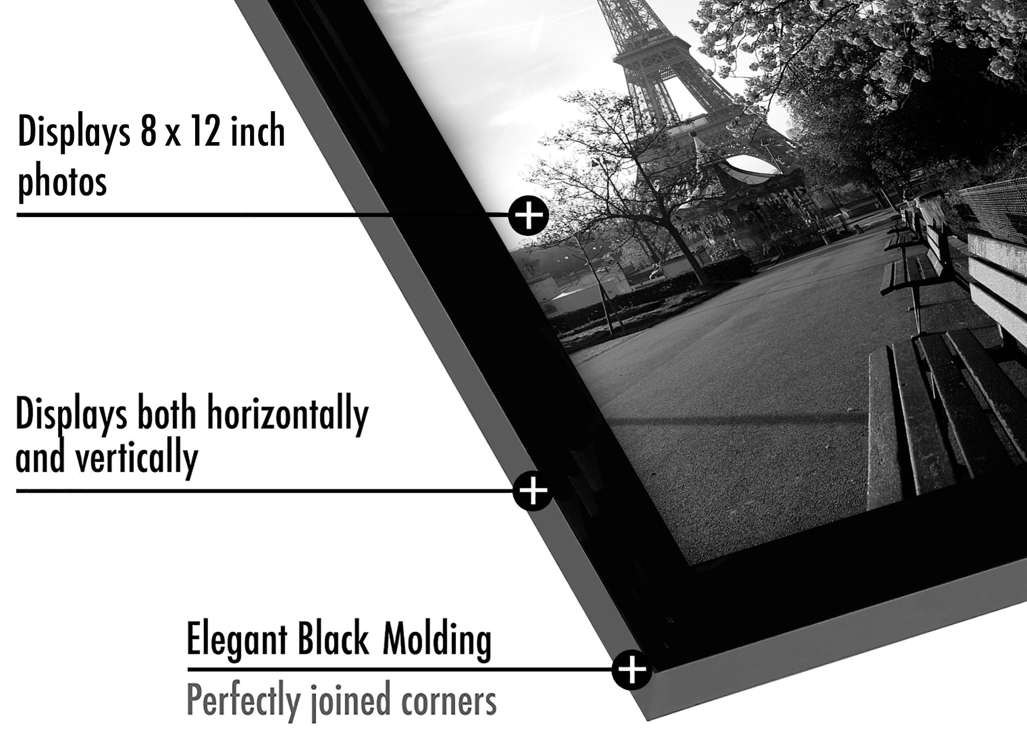 Americanflat 8x12 Picture Frame in Black with Shatter Resistant Glass - Horizontal and Vertical Formats for Wall and Tabletop(2 Pack)