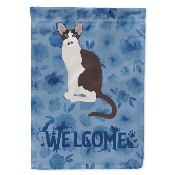 Carolines Treasures CK5048GF Oriental Bicolor Cat Welcome Flag Garden Size Small multicolor
