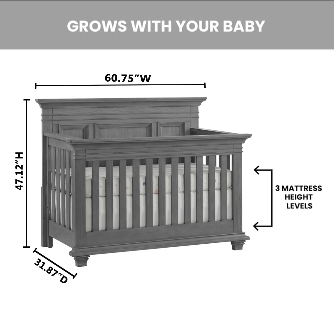 Oxford Baby Weston 4-in-1 Convertible Crib, Dusk Gray