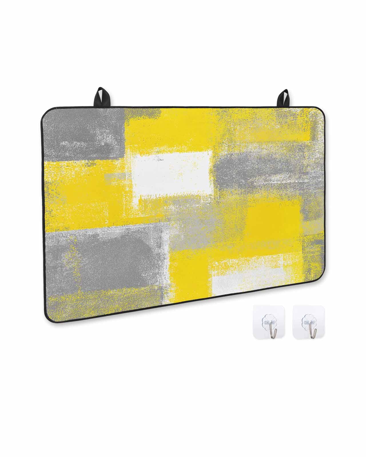 nqOlkjepod Large Induction Cooktop Protector Mat 36"x21", Yellow Grey Stove Top Covers for Electric Stove, Rustic Mottled Oil Painting Abstract Texture Stove Burner Cover Mats, Glass Top Stove Cover