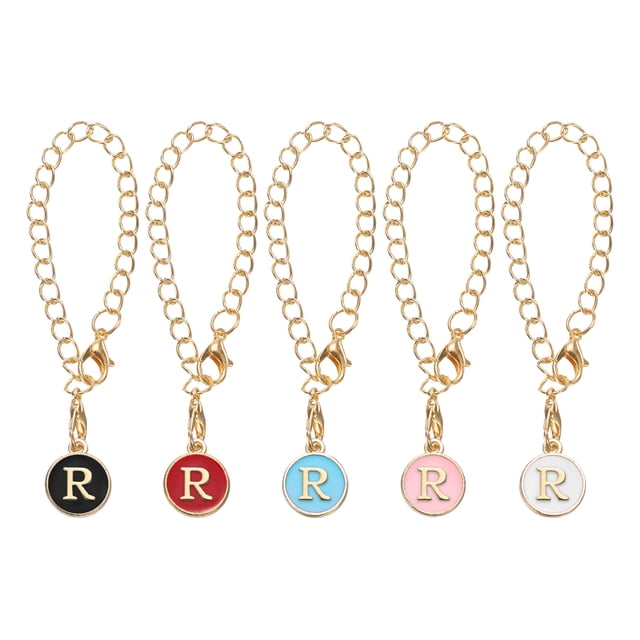 Uxcell 5 Pcs Accesorios de Charm Letra R para Vasos con Asa, Negro Blanco Rojo Rosa Azul