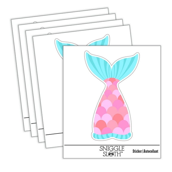 Mermaid Tail Car Window Bumper Water Bottle Phone Tablet Laptop Waterproof Vinyl Decal Sticker Set 5-Pack - Gloss Finish - 2.0"