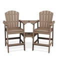 thumbnail image 5 of LOYALICE Tall Plastic Adirondack Chair Set of 2 W/ Outdoor Barstools and Connecting Tray, Brown, 5 of 11