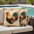 thumbnail image 4 of Farmhouse Rooster Outdoor Waterproof Pillow Covers, Retro Country Watercolor Animal Decorative Square Throw Pillowcase Sofa Cushion Sham for Patio/Couch/Chair, 16"x16" 2 Pack, 4 of 8