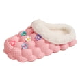 thumbnail image 5 of Floral Platform Garden Clogs Slippers for Women Girls with Fleece Lined Winter Warm Flower Memory Foam Indoor Outdoor Slip on Slides Mules House Shoes, 5 of 6
