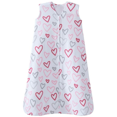 Halo 100% Cotton Baby Girl Sleepsack Wearable Blanket, Modern Pink Hearts,