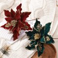 thumbnail image 2 of Flor de Navidad de franela de alta gama 2024, 28 cm, flor de imitación dorada y champán, decoración para árbol de Navidad, jarrón familiar, 2 of 4