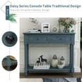 thumbnail image 5 of Traditional Daisy Series Console Table with Double Drawers ,Retro Console Table with Bottom Shelf, for Living Room, Navy, 5 of 9