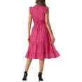 thumbnail image 3 of INSPIRE CHIC Robe en Mousseline pour Femme Sans Manches Taille Smockée Dorée Métallisée Star Robe de Soirée Rose Vif TP, 3 of 6