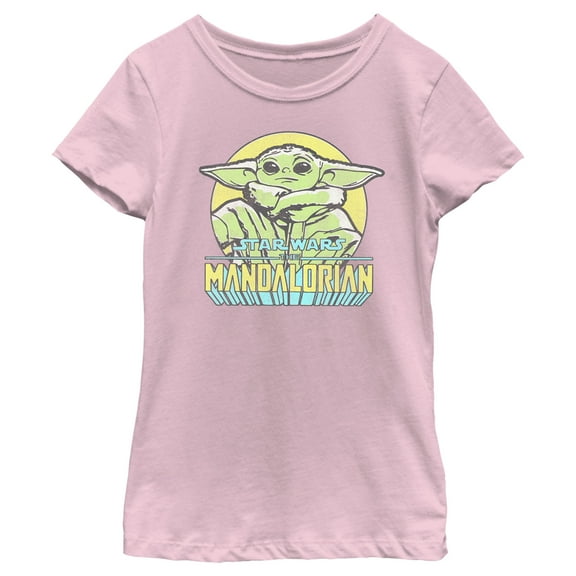 Girl's Star Wars: The Mandalorian Grogu Drawing  Graphic Tee Light Pink Large