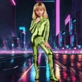 thumbnail image 2 of LIIPEE Girls Glitter Long Sleeve Footed Jumpsuits High Neck Dance Performance Gymnastic Leotard 4-9 Years, 2 of 5