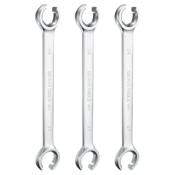 3pcs Flare Nut Metric Wrench 24mm x 27mm High Carbon Steel Nickel Plating
