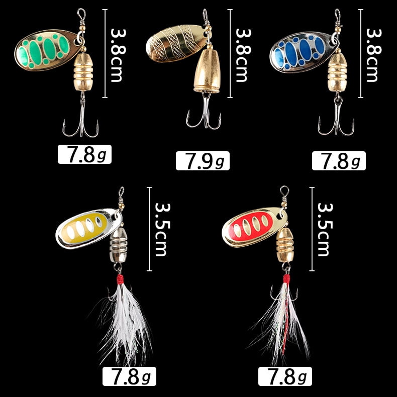 5PC Fishing Lures Jigs Metal Composite Spinner Boxed Lure Outdoor Fishing Bionic Bait Fish Bait Simulation Fishing Gear