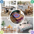 thumbnail image 5 of Colorful Tie Dye Mandala Pattern Rectangle Tablecloth 60"x120",Waterproof Polyester Rectangle Table Cloth, Wipeable Spillproof Polyester Tablecloth for Dining, Camping, Indoor and Outdoor, 5 of 6