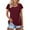 Red, variant on CLOISE Women Short Sleeve Tops Plus Size Shirts Button Round Neck Casual Pullover Solid Color Summer Blouses Blue