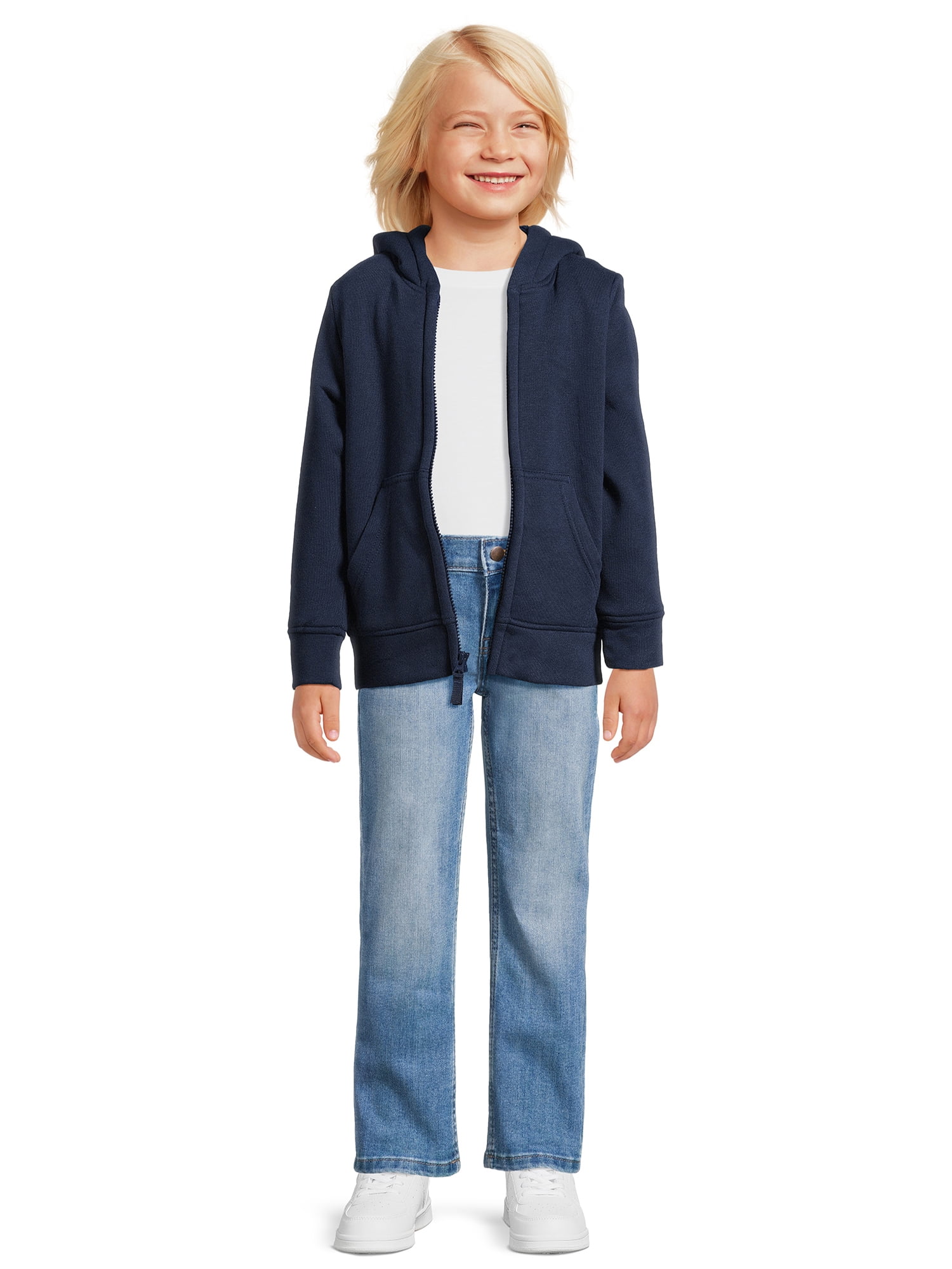 Wonder Nation Boys’ Faux Shearling Hoodie Jacket, Sizes 4-18 Husky