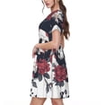 thumbnail image 2 of Balery Gothic Skulls And Roses Vestidos sueltos de manga corta para mujer, vestidos de verano 2025, vestidos casuales de corte A con vuelo., 2 of 6
