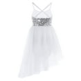 thumbnail image 2 of iEFiEL Girls Sequins Ballet Dress Hi-low Tulle Dance Leotard Dress Ivory 4-5, 2 of 6