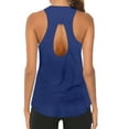 thumbnail image 5 of Rigardu Womens Workout O Neck Sleeveless Breathable Backless Tank Yoga Tops Shirt Navy Blue+XXL, 5 of 5
