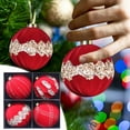 thumbnail image 2 of Hvmvliv Christmas Ornaments 4Pc 3.9inch Christmas Tree Ornament Xmas Balls Decorations Flocked Sequins Xmas Tree Ornaments for Shatterproof Christmas Decoration Supplies Red, 2 of 6