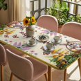 thumbnail image 3 of Happy Easter Table Cloths for 4 Foot Rectangle Tables, Rabbit Eggs Spring Mushrooms Flowers Yellow Patio Waterproof Elastic Fitted Tablecloths, Washable Rectangular Table Cover for Camping, 3 of 8