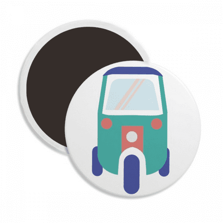 

Thailand Three Wheeled Tractor Art Illustration Round Ceracs Fridge Magnet Keepsake Decoration