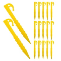 PTOOTP 20Pcs Yellow Heavy Duty Plastic Tent Stakes with Serrated Design for Camping Canopy Pegs and