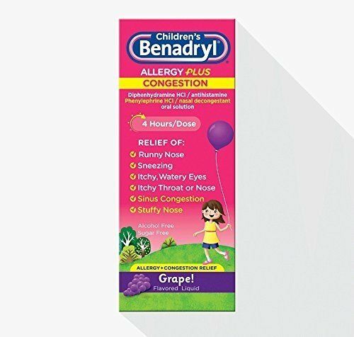 Benadryl Benadryl-D Childrens Allergy And Sinus Liquid Grape, Grape 4 oz Pack of 3
