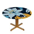 thumbnail image 3 of HAOXIT Modern Lily Flower Floral Fitted Round Tablecloth Waterproof Table Cloth with Elastic Edge Wipe Clean Table Cover for Indoor Outdoor 46-50, 3 of 8